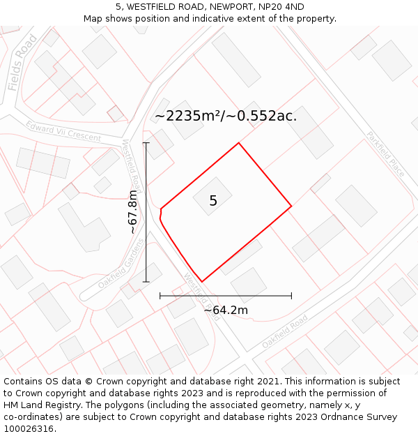 5, WESTFIELD ROAD, NEWPORT, NP20 4ND: Plot and title map