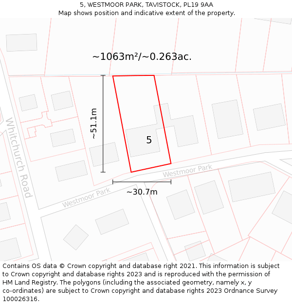 5, WESTMOOR PARK, TAVISTOCK, PL19 9AA: Plot and title map