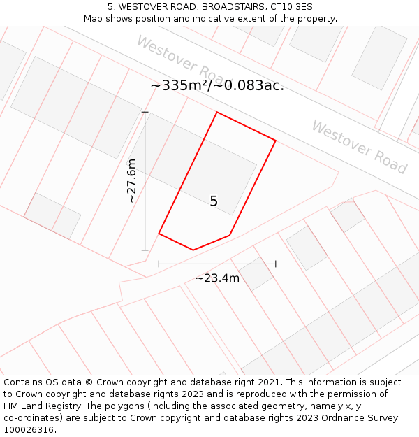 5, WESTOVER ROAD, BROADSTAIRS, CT10 3ES: Plot and title map