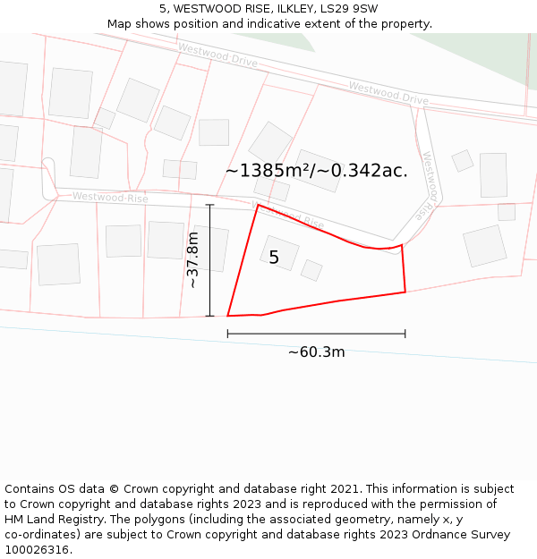 5, WESTWOOD RISE, ILKLEY, LS29 9SW: Plot and title map