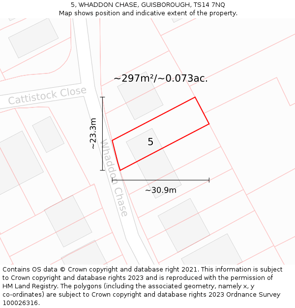 5, WHADDON CHASE, GUISBOROUGH, TS14 7NQ: Plot and title map