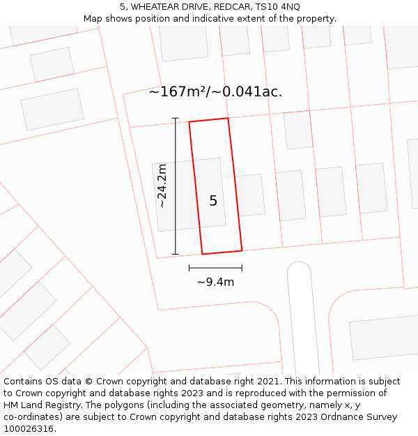 5, WHEATEAR DRIVE, REDCAR, TS10 4NQ: Plot and title map