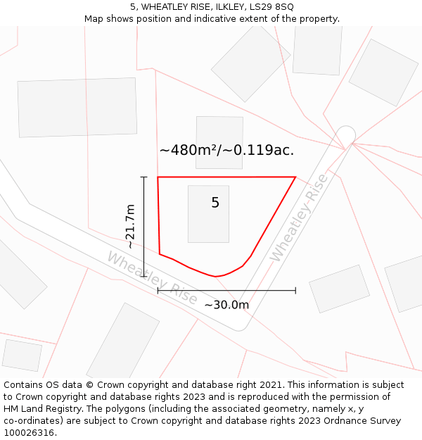 5, WHEATLEY RISE, ILKLEY, LS29 8SQ: Plot and title map