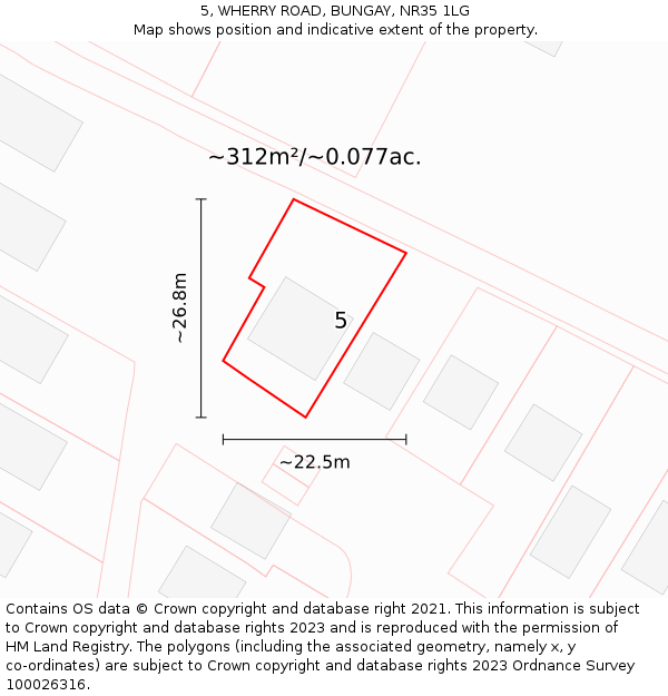 5, WHERRY ROAD, BUNGAY, NR35 1LG: Plot and title map