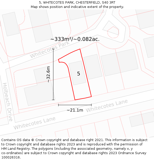 5, WHITECOTES PARK, CHESTERFIELD, S40 3RT: Plot and title map