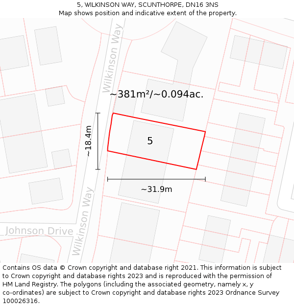 5, WILKINSON WAY, SCUNTHORPE, DN16 3NS: Plot and title map