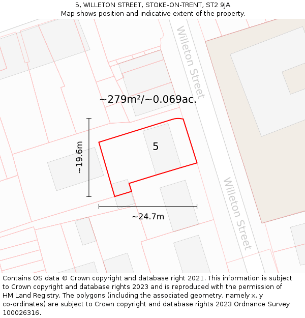 5, WILLETON STREET, STOKE-ON-TRENT, ST2 9JA: Plot and title map