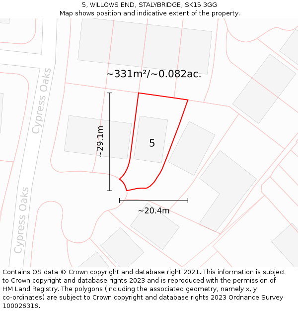 5, WILLOWS END, STALYBRIDGE, SK15 3GG: Plot and title map