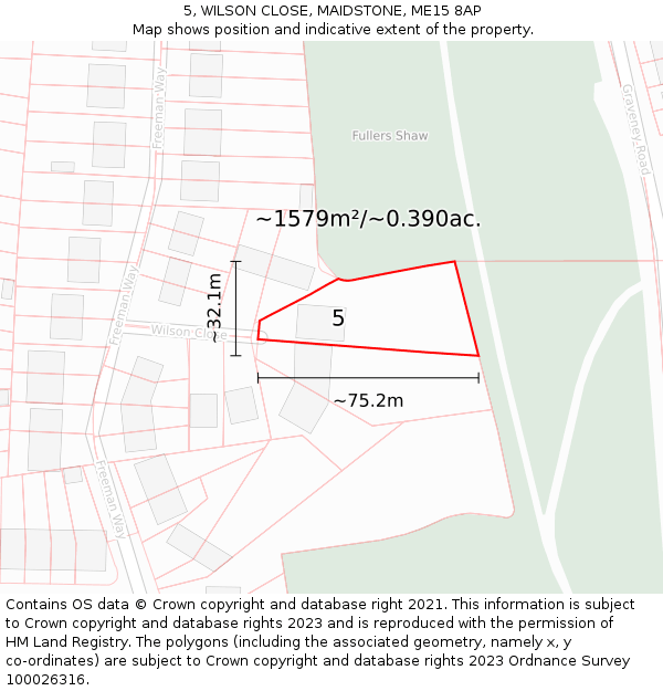 5, WILSON CLOSE, MAIDSTONE, ME15 8AP: Plot and title map