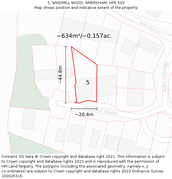 5, WINDMILL WOOD, AMERSHAM, HP6 5QY: Plot and title map