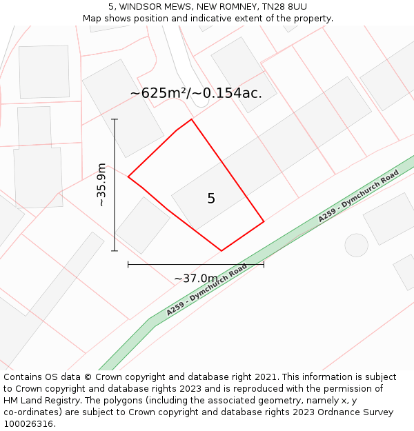 5, WINDSOR MEWS, NEW ROMNEY, TN28 8UU: Plot and title map