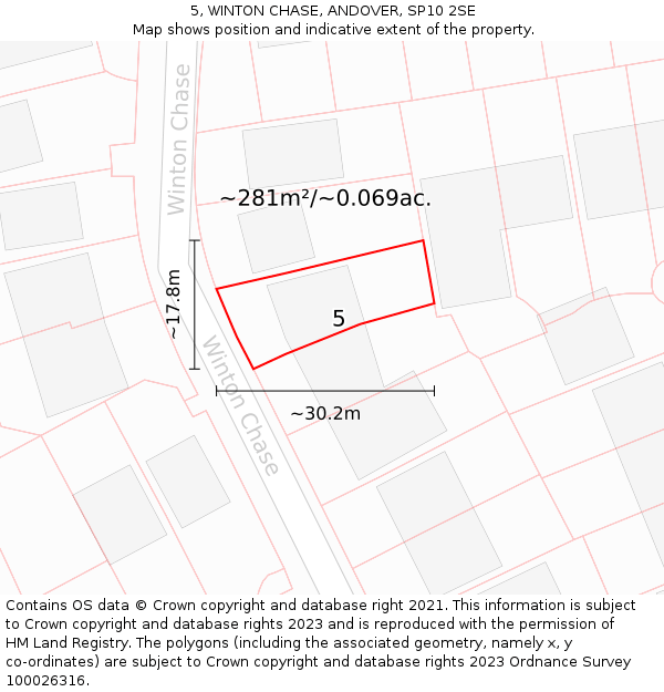 5, WINTON CHASE, ANDOVER, SP10 2SE: Plot and title map