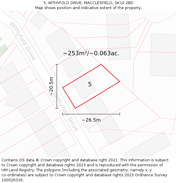 5, WITHYFOLD DRIVE, MACCLESFIELD, SK10 2BD: Plot and title map