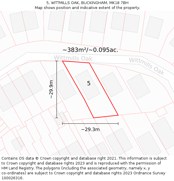 5, WITTMILLS OAK, BUCKINGHAM, MK18 7BH: Plot and title map