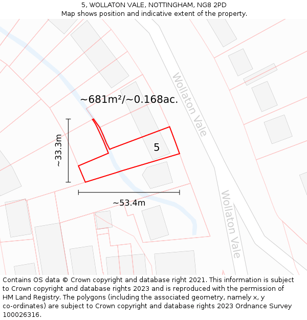 5, WOLLATON VALE, NOTTINGHAM, NG8 2PD: Plot and title map