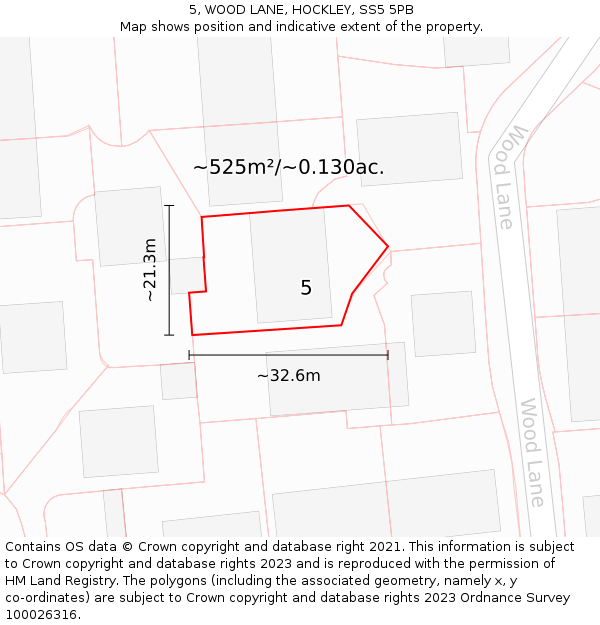 5, WOOD LANE, HOCKLEY, SS5 5PB: Plot and title map