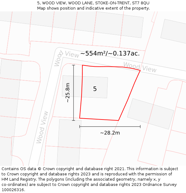 5, WOOD VIEW, WOOD LANE, STOKE-ON-TRENT, ST7 8QU: Plot and title map