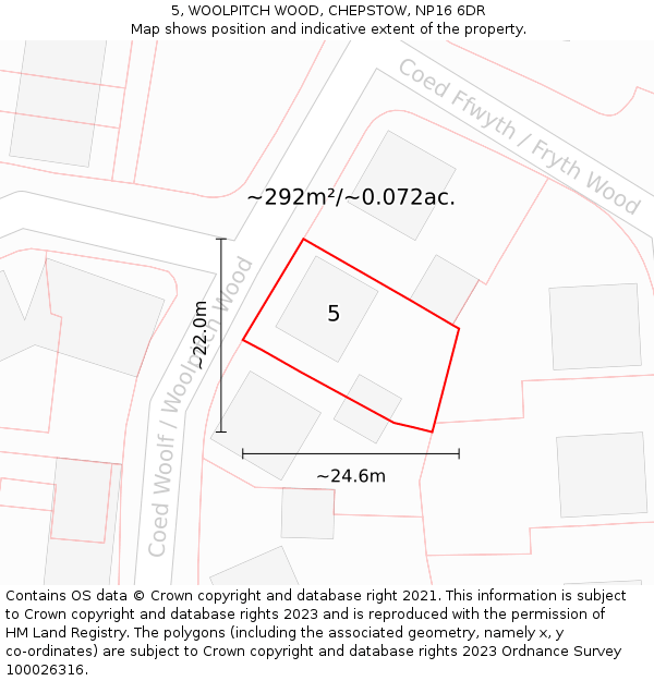 5, WOOLPITCH WOOD, CHEPSTOW, NP16 6DR: Plot and title map