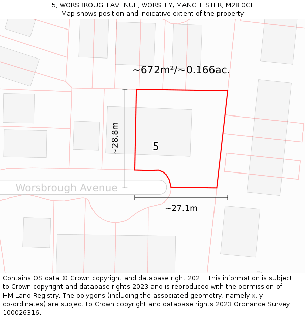 5, WORSBROUGH AVENUE, WORSLEY, MANCHESTER, M28 0GE: Plot and title map