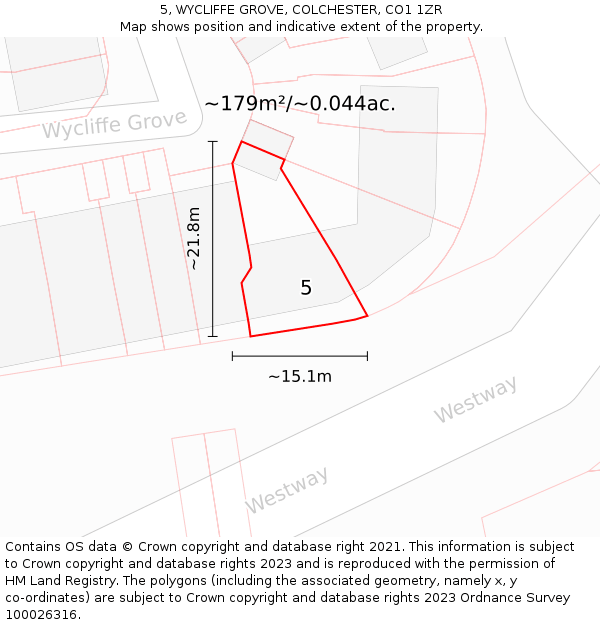 5, WYCLIFFE GROVE, COLCHESTER, CO1 1ZR: Plot and title map