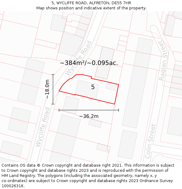 5, WYCLIFFE ROAD, ALFRETON, DE55 7HR: Plot and title map