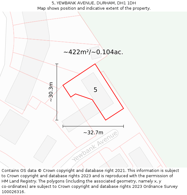 5, YEWBANK AVENUE, DURHAM, DH1 1DH: Plot and title map