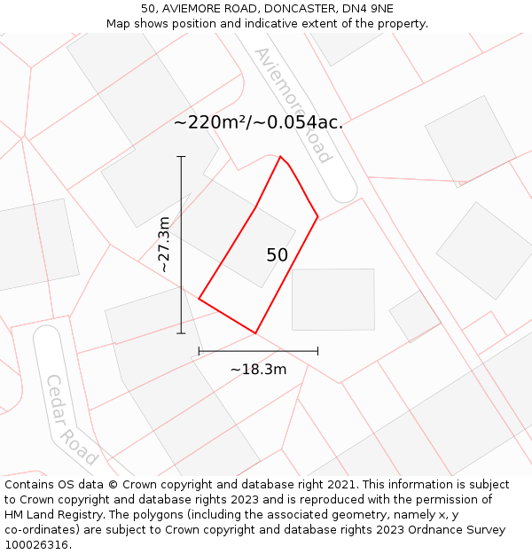 50, AVIEMORE ROAD, DONCASTER, DN4 9NE: Plot and title map