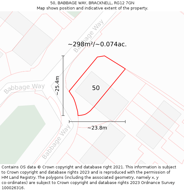 50, BABBAGE WAY, BRACKNELL, RG12 7GN: Plot and title map