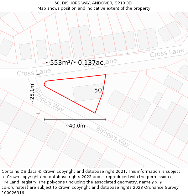 50, BISHOPS WAY, ANDOVER, SP10 3EH: Plot and title map