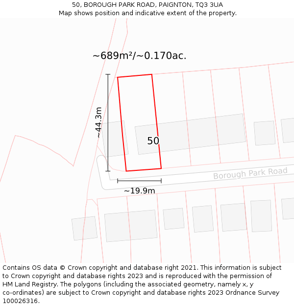 50, BOROUGH PARK ROAD, PAIGNTON, TQ3 3UA: Plot and title map