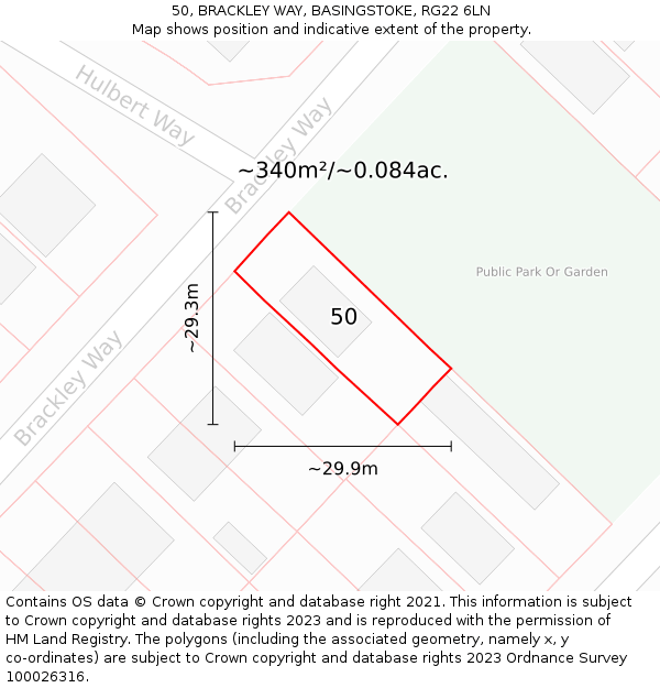 50, BRACKLEY WAY, BASINGSTOKE, RG22 6LN: Plot and title map