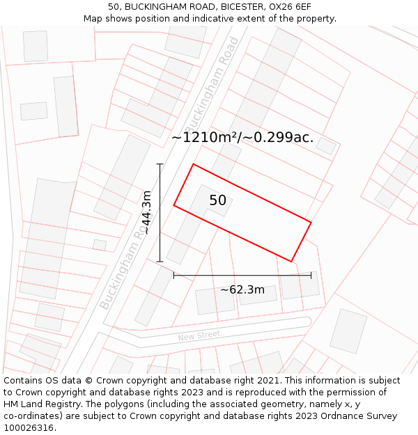50, BUCKINGHAM ROAD, BICESTER, OX26 6EF: Plot and title map