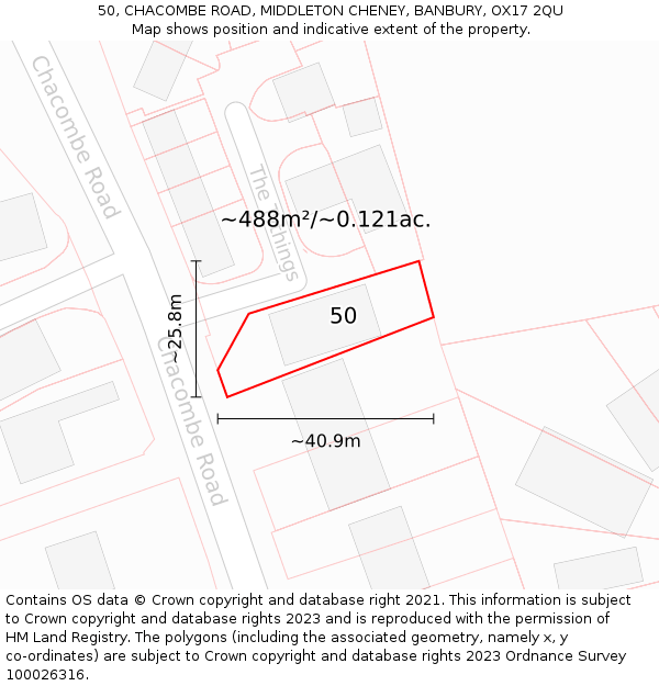50, CHACOMBE ROAD, MIDDLETON CHENEY, BANBURY, OX17 2QU: Plot and title map
