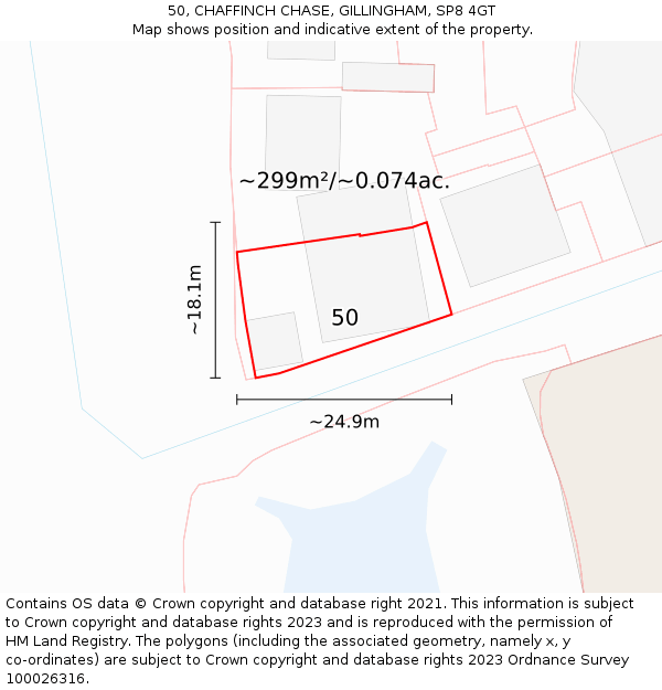 50, CHAFFINCH CHASE, GILLINGHAM, SP8 4GT: Plot and title map