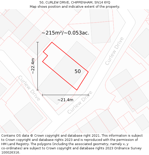 50, CURLEW DRIVE, CHIPPENHAM, SN14 6YQ: Plot and title map