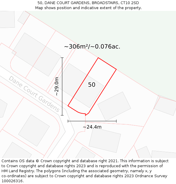 50, DANE COURT GARDENS, BROADSTAIRS, CT10 2SD: Plot and title map