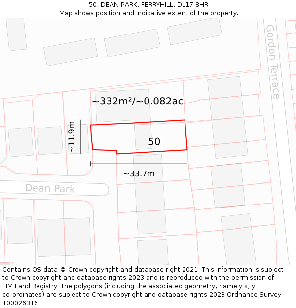 50, DEAN PARK, FERRYHILL, DL17 8HR: Plot and title map