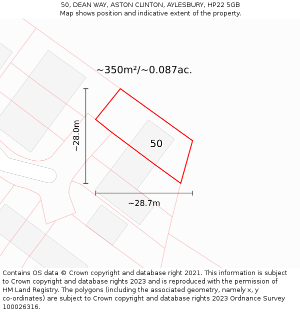 50, DEAN WAY, ASTON CLINTON, AYLESBURY, HP22 5GB: Plot and title map