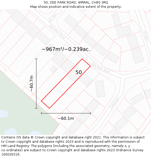 50, DEE PARK ROAD, WIRRAL, CH60 3RQ: Plot and title map