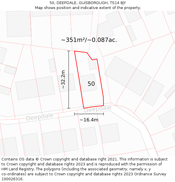 50, DEEPDALE, GUISBOROUGH, TS14 8JY: Plot and title map