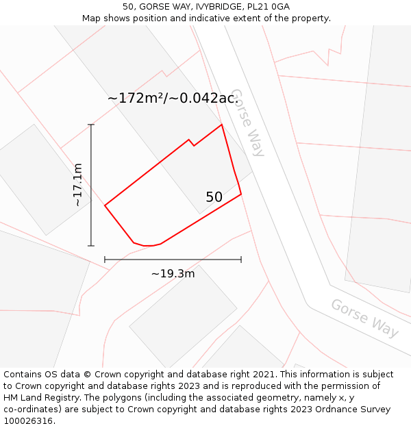 50, GORSE WAY, IVYBRIDGE, PL21 0GA: Plot and title map