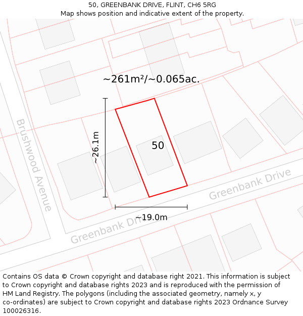 50, GREENBANK DRIVE, FLINT, CH6 5RG: Plot and title map