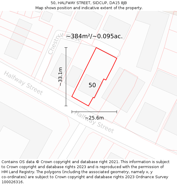 50, HALFWAY STREET, SIDCUP, DA15 8JB: Plot and title map