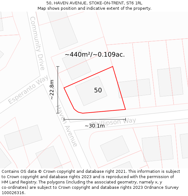 50, HAVEN AVENUE, STOKE-ON-TRENT, ST6 1RL: Plot and title map