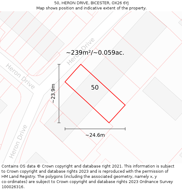 50, HERON DRIVE, BICESTER, OX26 6YJ: Plot and title map