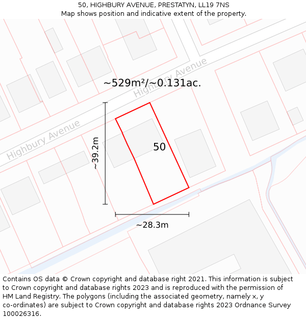 50, HIGHBURY AVENUE, PRESTATYN, LL19 7NS: Plot and title map