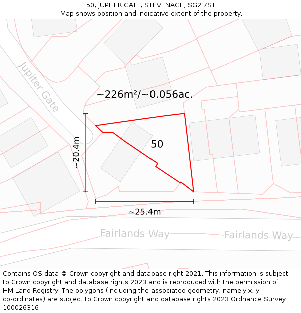 50, JUPITER GATE, STEVENAGE, SG2 7ST: Plot and title map