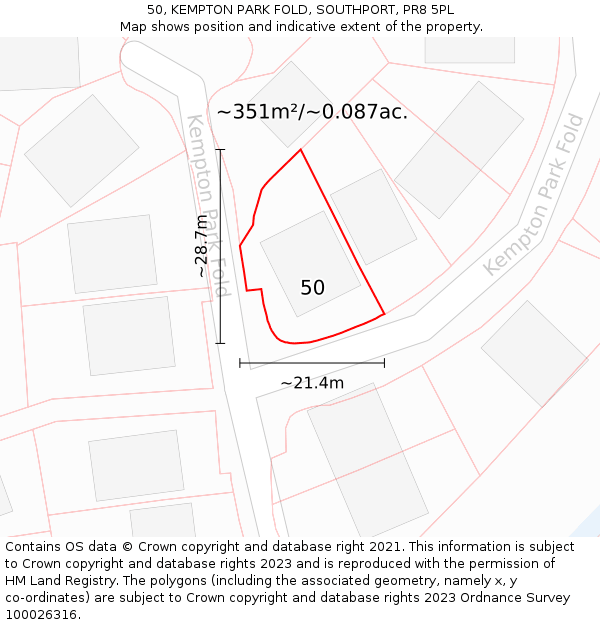 50, KEMPTON PARK FOLD, SOUTHPORT, PR8 5PL: Plot and title map