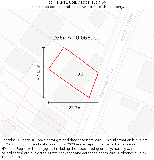 50, KENNEL RIDE, ASCOT, SL5 7NW: Plot and title map