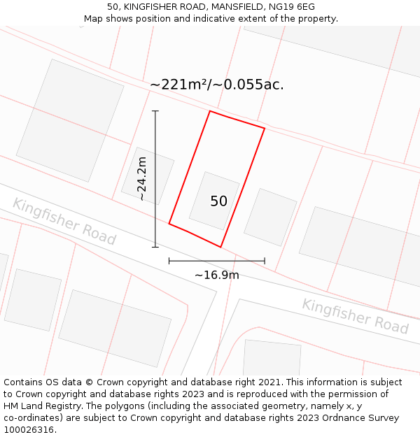 50, KINGFISHER ROAD, MANSFIELD, NG19 6EG: Plot and title map